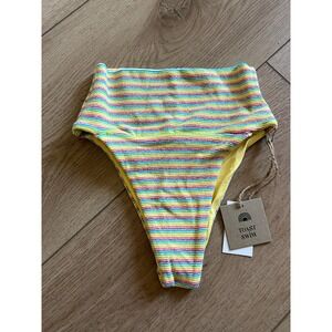 NWT Toast Swim Rainbow Rib High Waisted Bikini Bottoms Size S